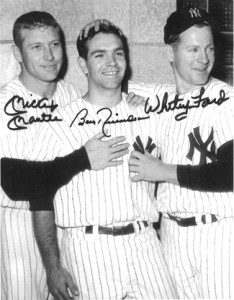 Mickey Mantle, Bobby Richardson, and Whitey Ford. 