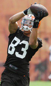 Willie Snead IV makes a catch during the Browns training camp. Photo/Twiter