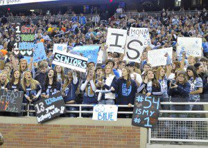 Sailor faithful packed their side of Ford Field, including the sign-filled student section.