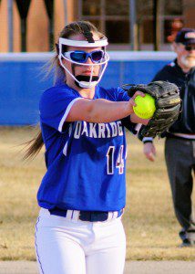 Alyssa Fesseden gets ready to deliver a pitch for Oakridge. Photo/Sherry Wahr